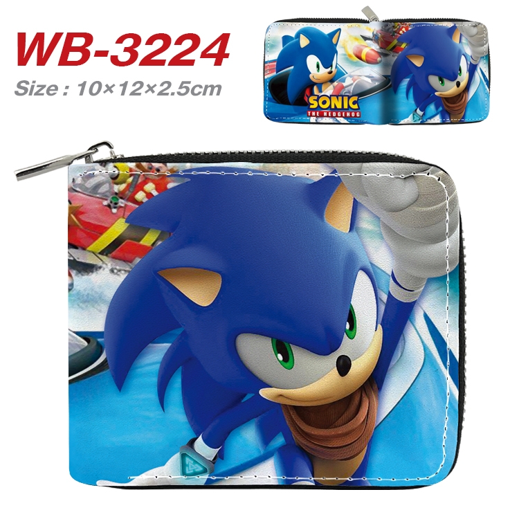 Sonic The Hedgehog Anime Full Color Short All Inclusive Zipper Wallet 10x12x2.5cm WB-3224A