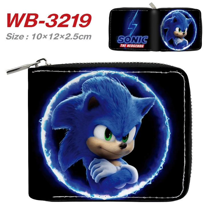 Sonic The Hedgehog Anime Full Color Short All Inclusive Zipper Wallet 10x12x2.5cm WB-3219A