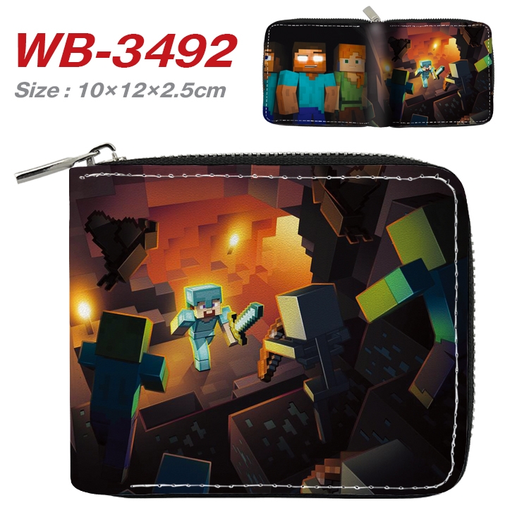 Minecraft Anime Full Color Short All Inclusive Zipper Wallet 10x12x2.5cm WB-3492A