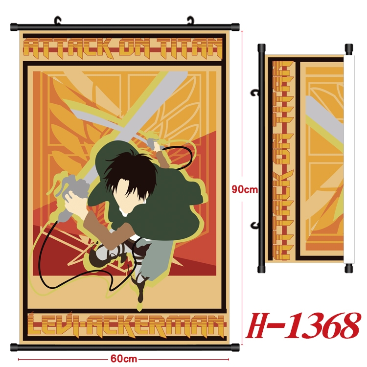 Shingeki no Kyojin  Anime Black Plastic Rod Canvas Painting 60X90CM H1368