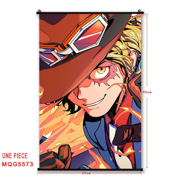 One Piece black Plastic rod Cloth painting Wall Scroll 60X90CM  MQG-5573