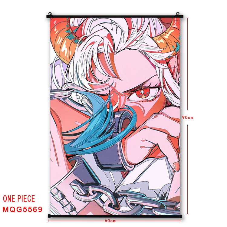 One Piece black Plastic rod Cloth painting Wall Scroll 60X90CM   MQG-5569