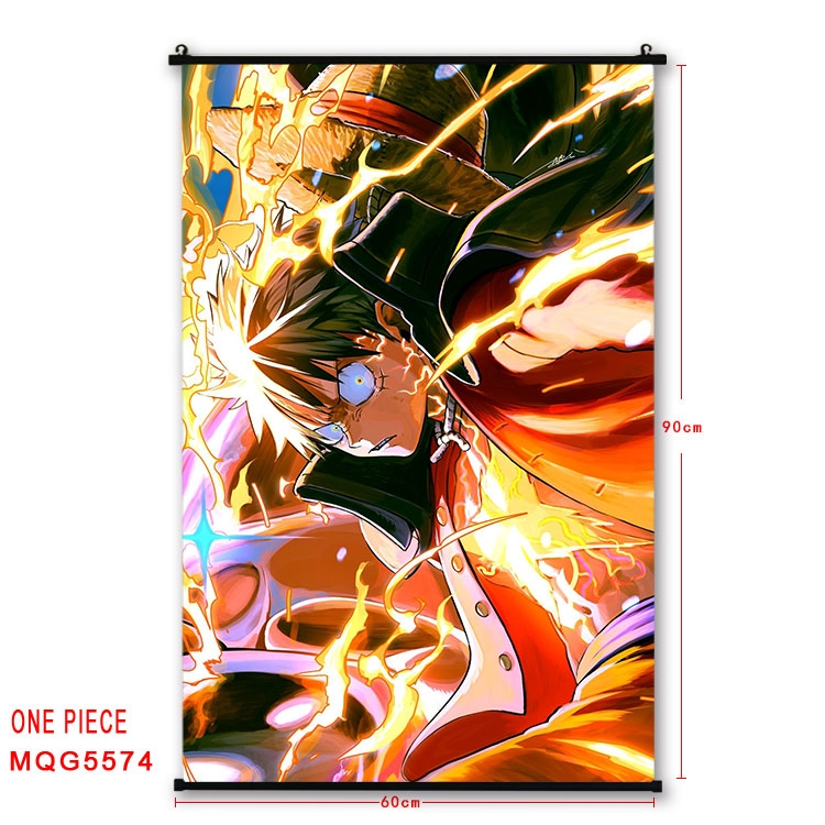 One Piece black Plastic rod Cloth painting Wall Scroll 60X90CM  MQG-5574