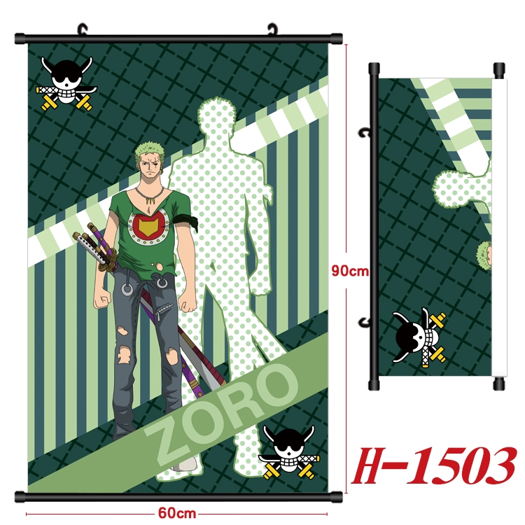 One Piece Anime Black Plastic Rod Canvas Painting 60X90CM H-1503