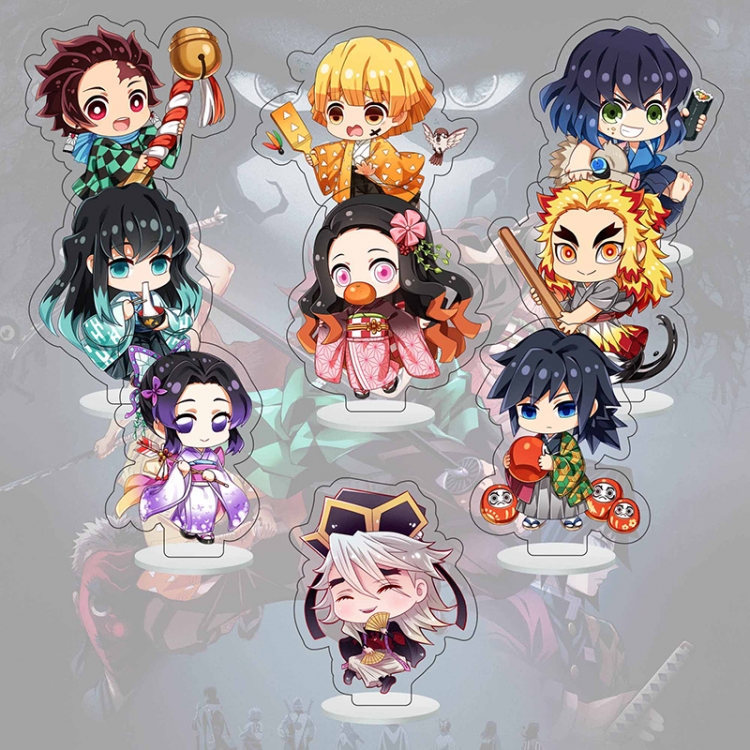  Demon Slayer Kimets Anime Character acrylic Small Standing Plates  Keychain 6cm a set of 9 B031