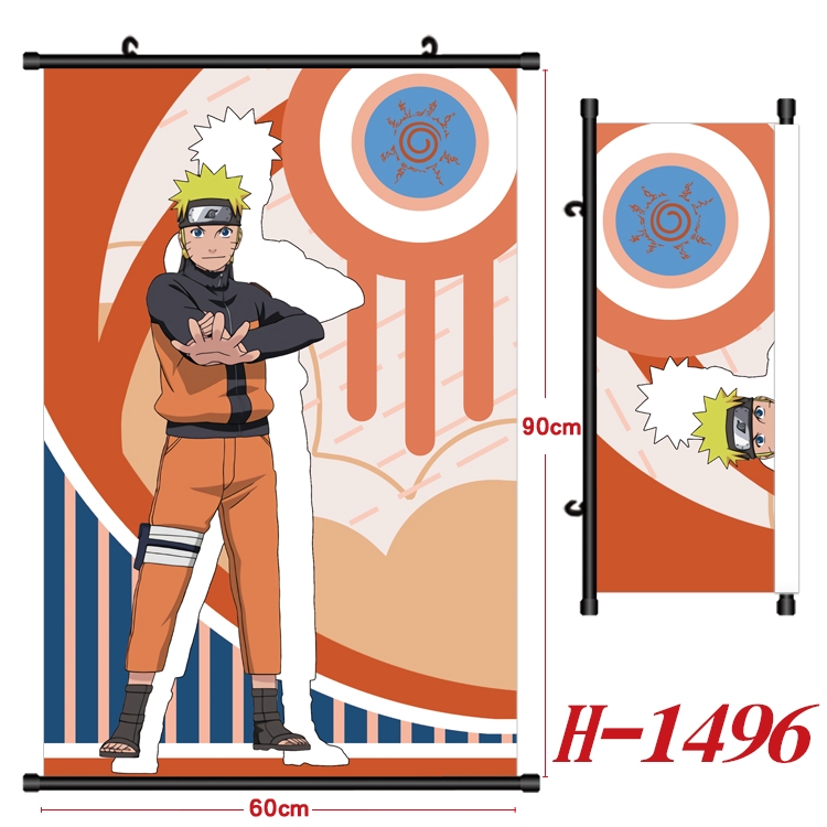 Naruto Anime Black Plastic Rod Canvas Painting 60X90CM H-1496