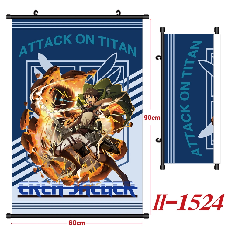 Shingeki no Kyojin Anime Black Plastic Rod Canvas Painting 60X90CM H-1524