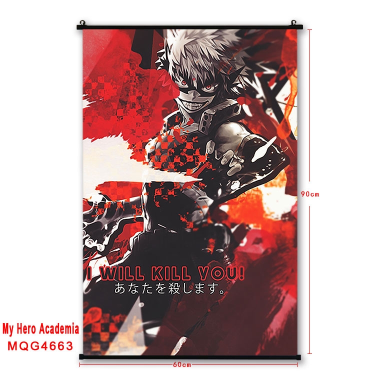 My Hero Academia black Plastic rod Cloth painting Wall Scroll 60X90CM  MQG-4663