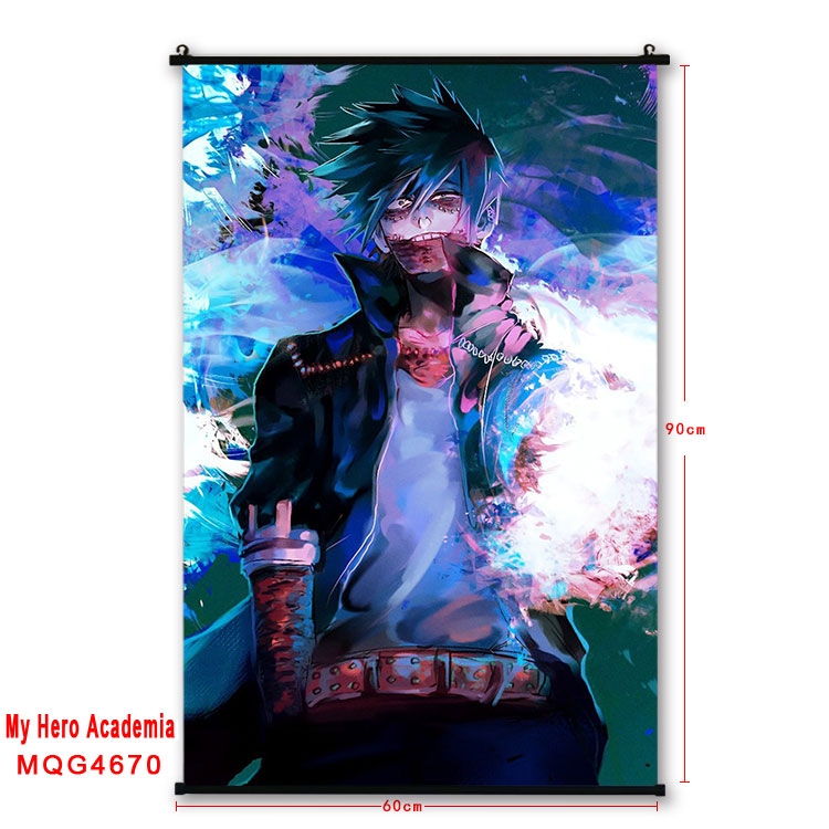 My Hero Academia black Plastic rod Cloth painting Wall Scroll 60X90CM MQG-4670