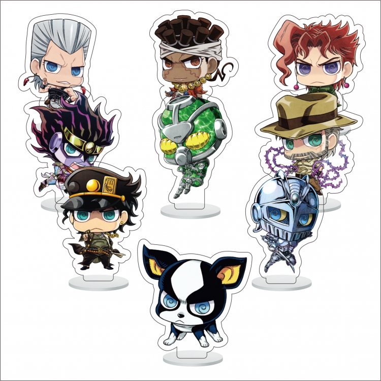 JoJos Bizarre Adventure Anime Character acrylic Small Standing Plates  Keychain 6cm a set of 9 B032