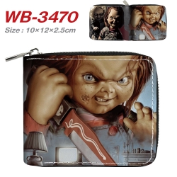 Chucky Anime Full Color Short All Inclusive Zipper Wallet 10x12x2.5cm WB-3470A