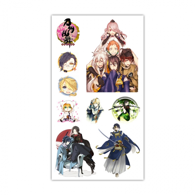 Touken Ranbu Anime Mini Tattoo Stickers Personality Stickers 10.6X6.1CM 100 pieces from the batch