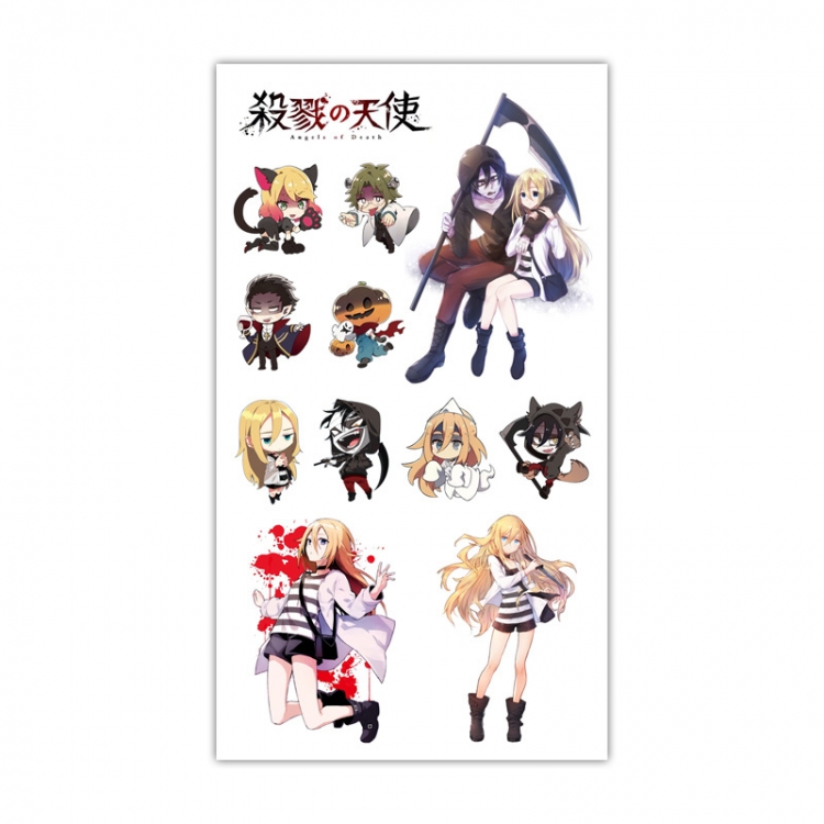 Angels of Death Anime Mini Tattoo Stickers Personality Stickers 10.6X6.1CM 100 pieces from the batch