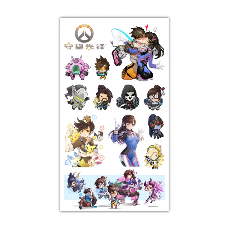 Overwatch Anime Mini Tattoo Stickers Personality Stickers 10.6X6.1CM 100 pieces from the batch