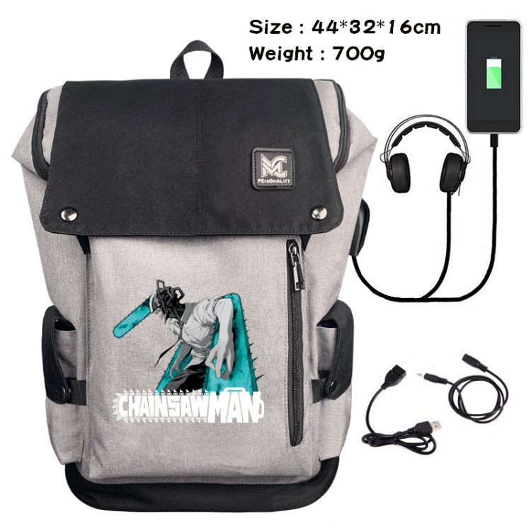 Chainsaw Man  Anime Anti-theft Canvas Bucket Backpack School Bag 44X32X16CM