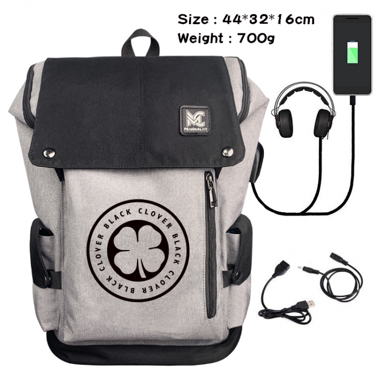 Black Clover Anime Anti-theft Canvas Bucket Backpack School Bag 44X32X16CM