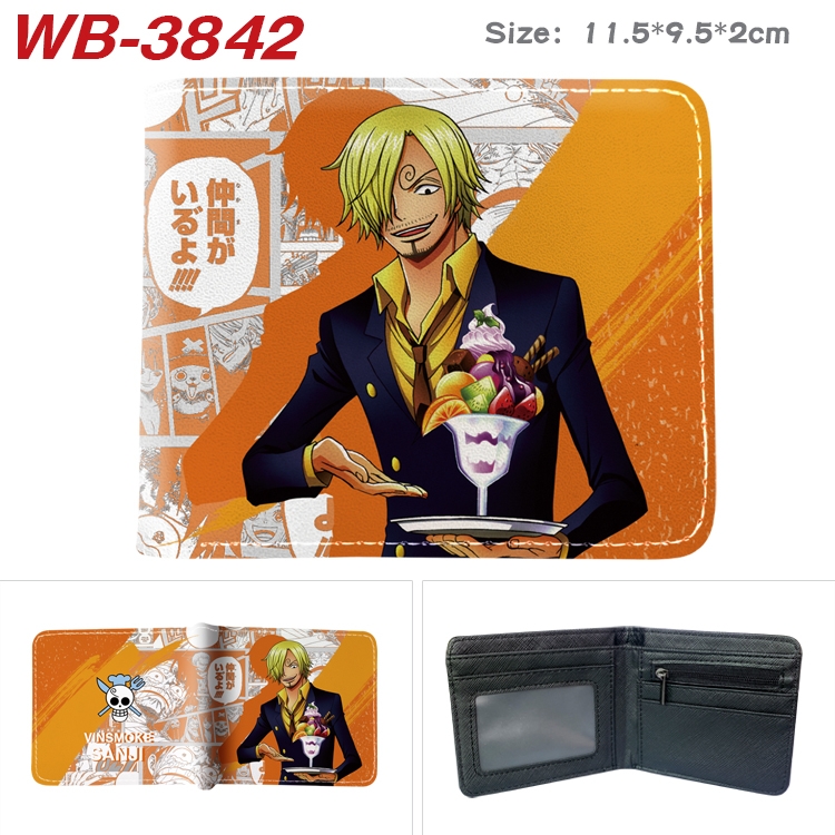 One Piece Anime color book two-fold leather wallet 11.5X9.5X2CM WB-3842A