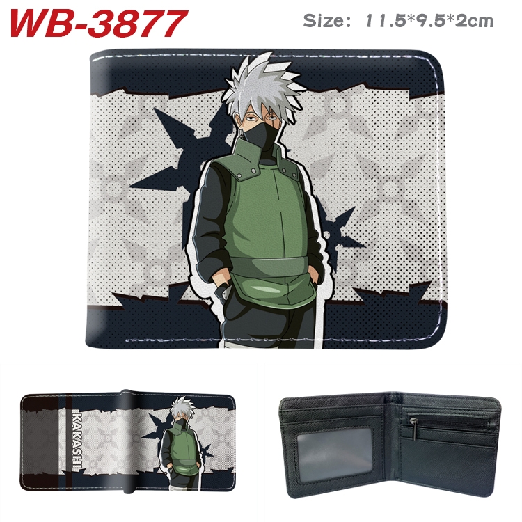 Naruto Anime color book two-fold leather wallet 11.5X9.5X2CM  WB-3877A