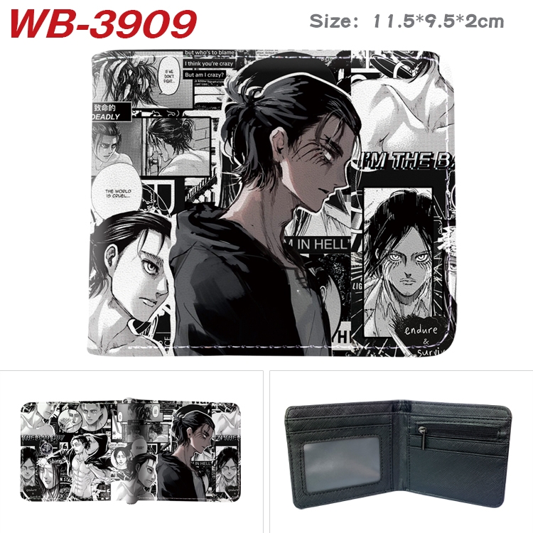 Shingeki no Kyojin Anime color book two-fold leather wallet 11.5X9.5X2CM  WB-3909A