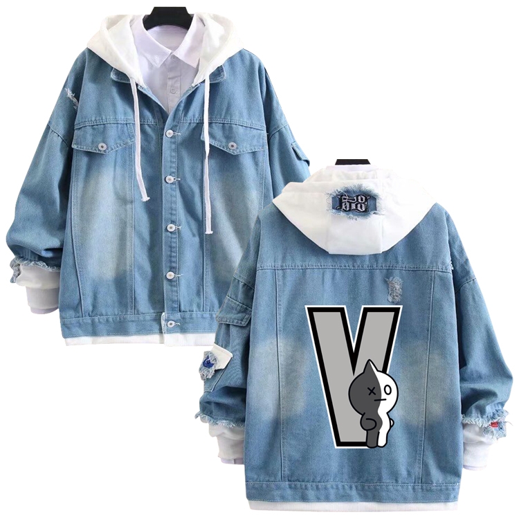 BTS Movie star stitching denim jacket top sweater from S to 4XL