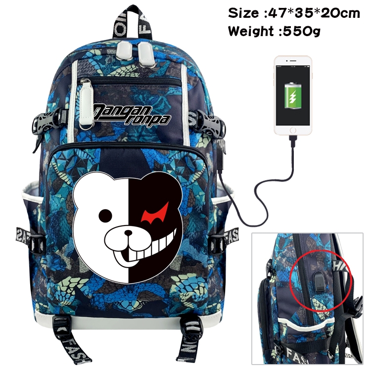 Dangan-Ronpa Anime digital printing camouflage trend backpack school bag 47X35X20CM