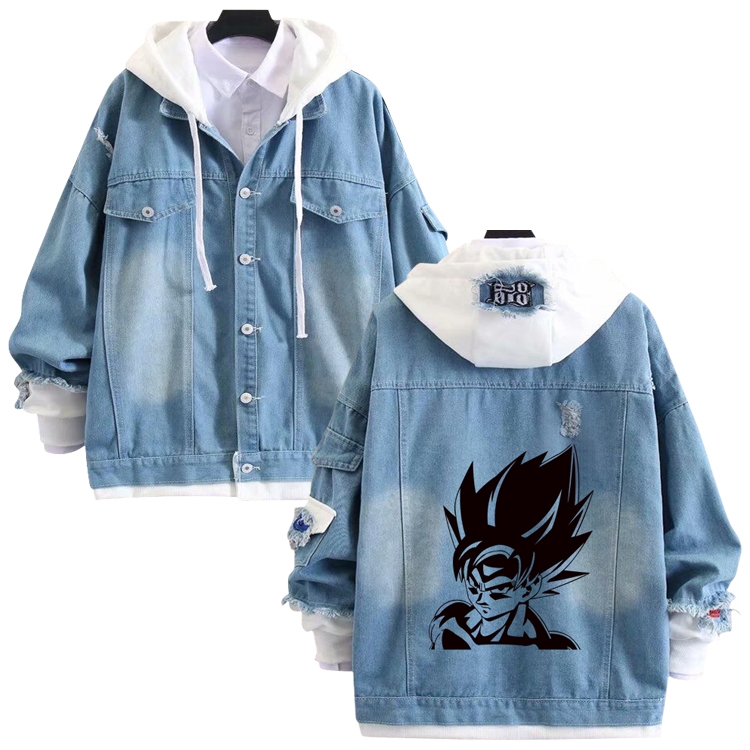 DRAGON BALL anime stitching denim jacket top sweater from S to 4XL