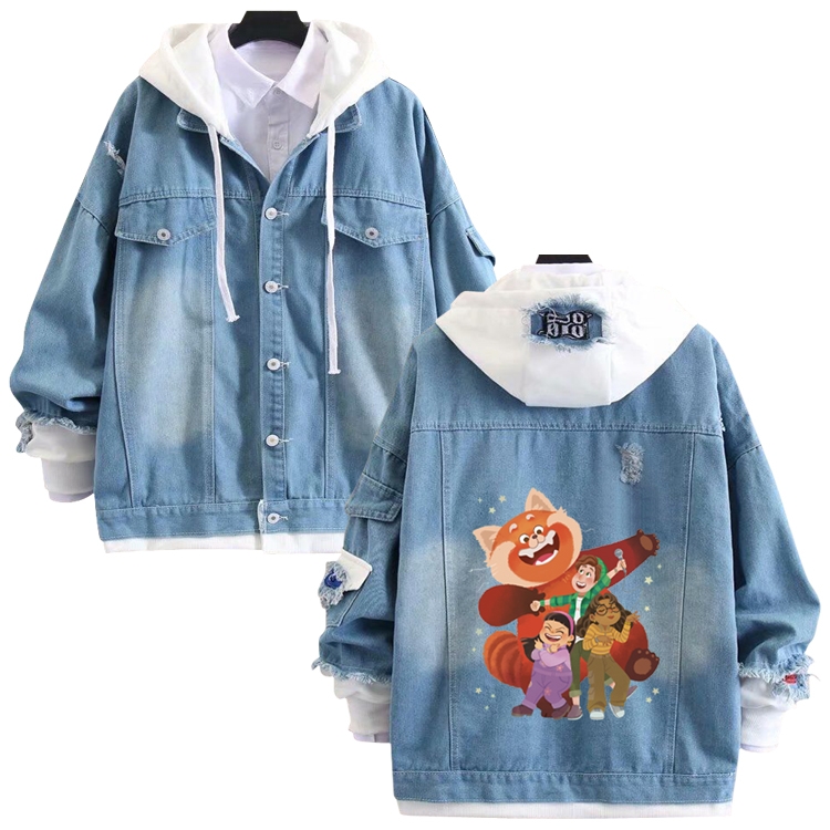 Turning Red anime stitching denim jacket top sweater from S to 4XL