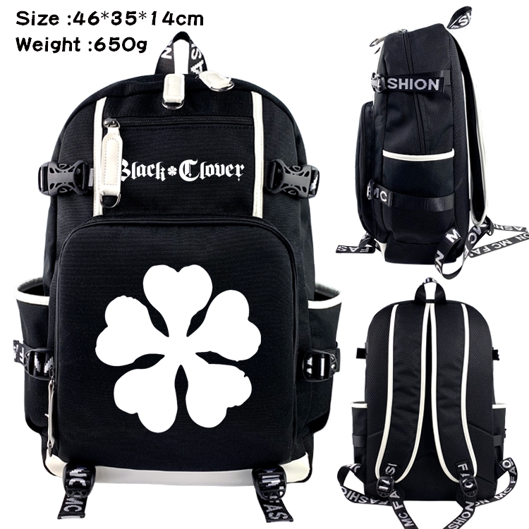 Black Clover Anime Data USB Backpack Cartoon Printing Student Backpack 46X35X14CM