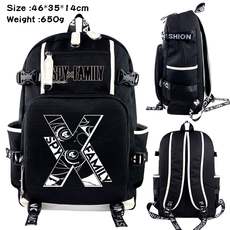 SPY×FAMILY Anime Data USB Backpack Cartoon Printing Student Backpack 46X35X14CM