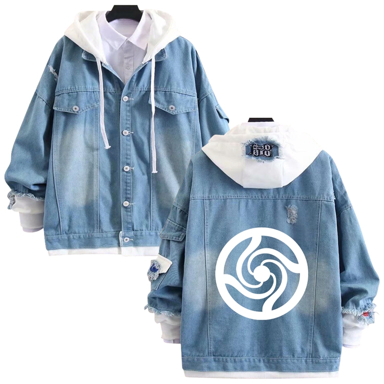 Jujutsu Kaisen anime stitching denim jacket top sweater from S to 4XL