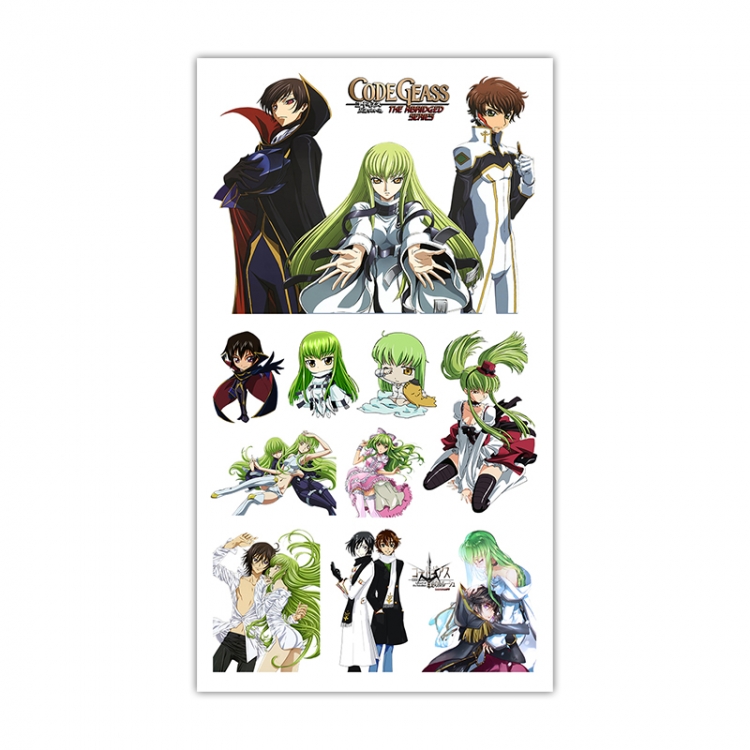 Rebel Lelouch Anime Mini Tattoo Stickers Personality Stickers 10.6X6.1CM  100 pieces from the batch