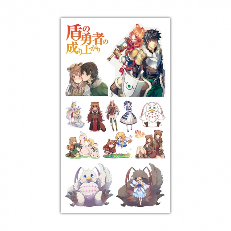 Tate no Yuusha no Nariagari Anime Mini Tattoo Stickers Personality Stickers 10.6X6.1CM  100 pieces from the batch
