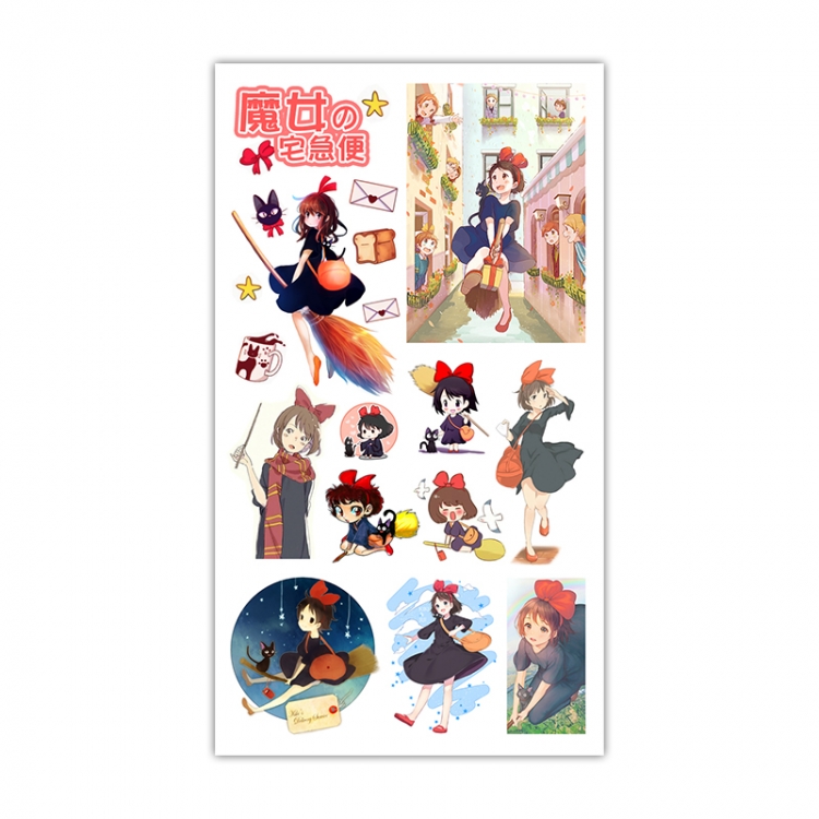 Kiki's Delivery Anime Mini Tattoo Stickers Personality Stickers 10.6X6.1CM  100 pieces from the batch