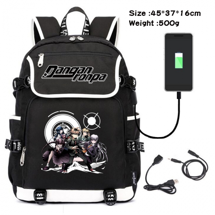 Dangan-Ronpa Anime Data Small Flip Canvas Backpack School Bag 45X37X16CM
