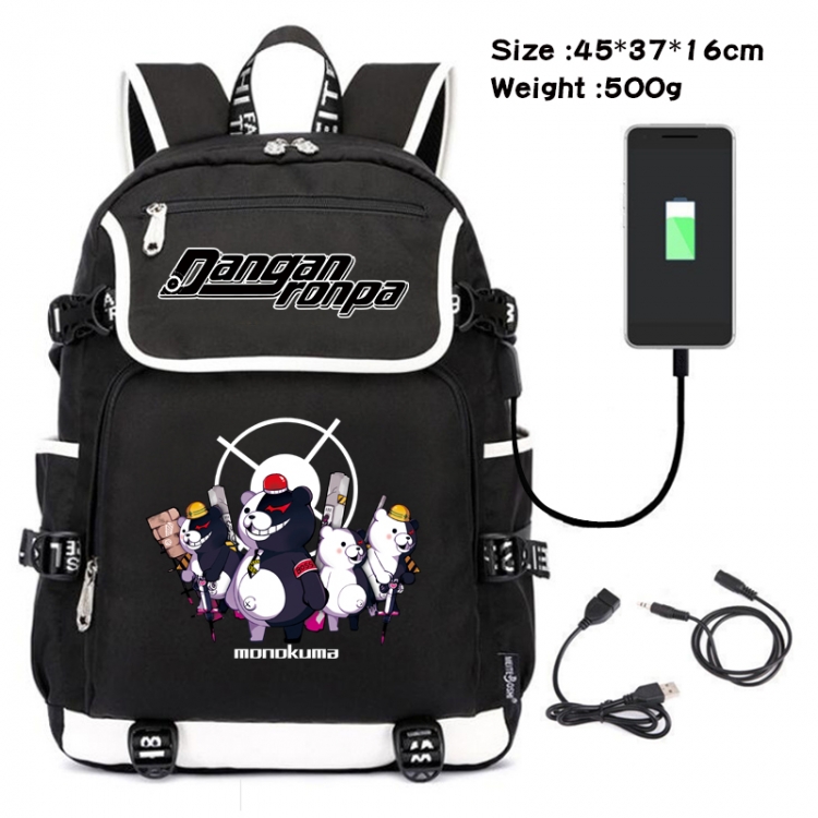 Dangan-Ronpa Anime Data Small Flip Canvas Backpack School Bag 45X37X16CM