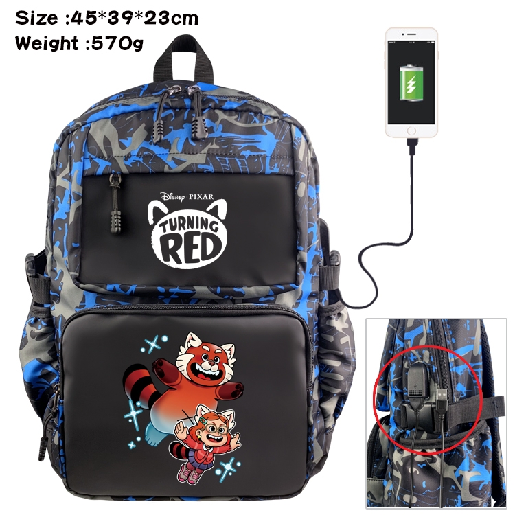 Turning Red Anime Waterproof Nylon Camouflage Backpack School Bag 45X39X23CM