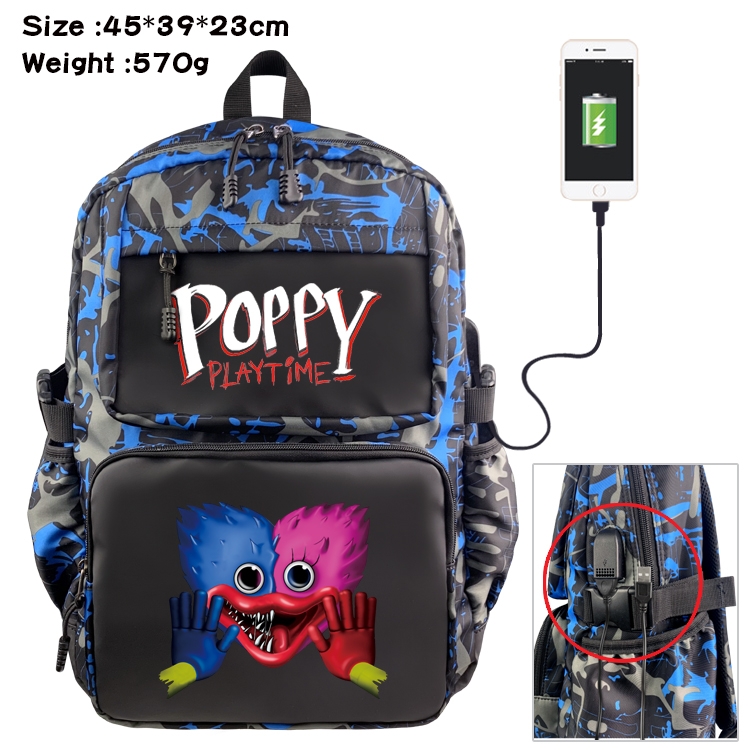 poppy playtime Anime Waterproof Nylon Camouflage Backpack School Bag 45X39X23CM