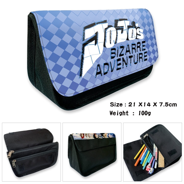 JoJos Bizarre Adventure Velcro canvas zipper pencil case Pencil Bag 21×14×7.5cm