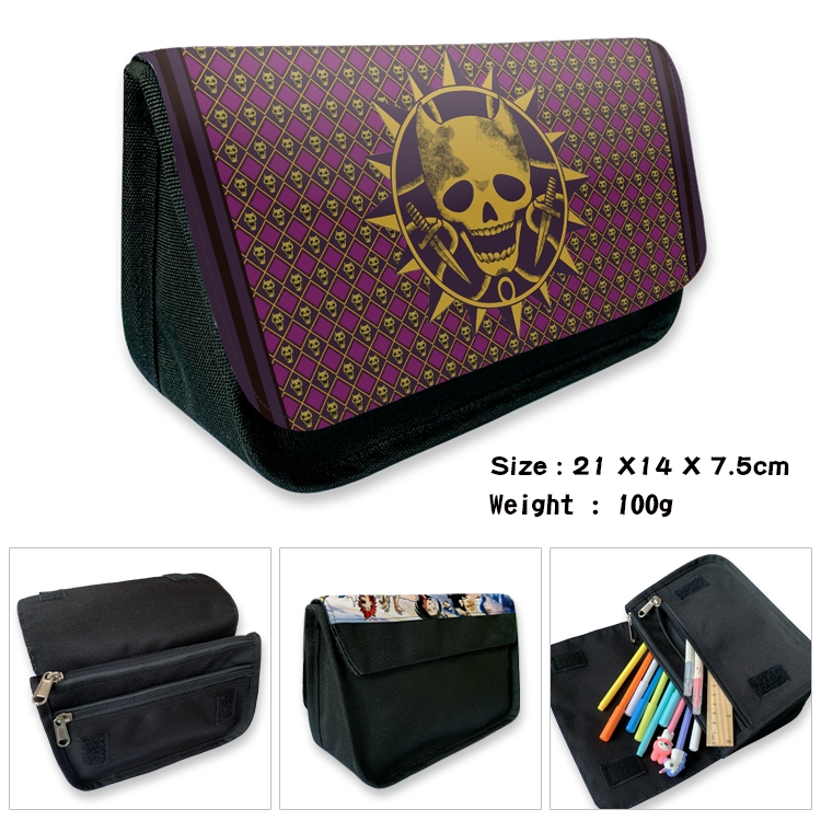 JoJos Bizarre Adventure Velcro canvas zipper pencil case Pencil Bag 21×14×7.5cm