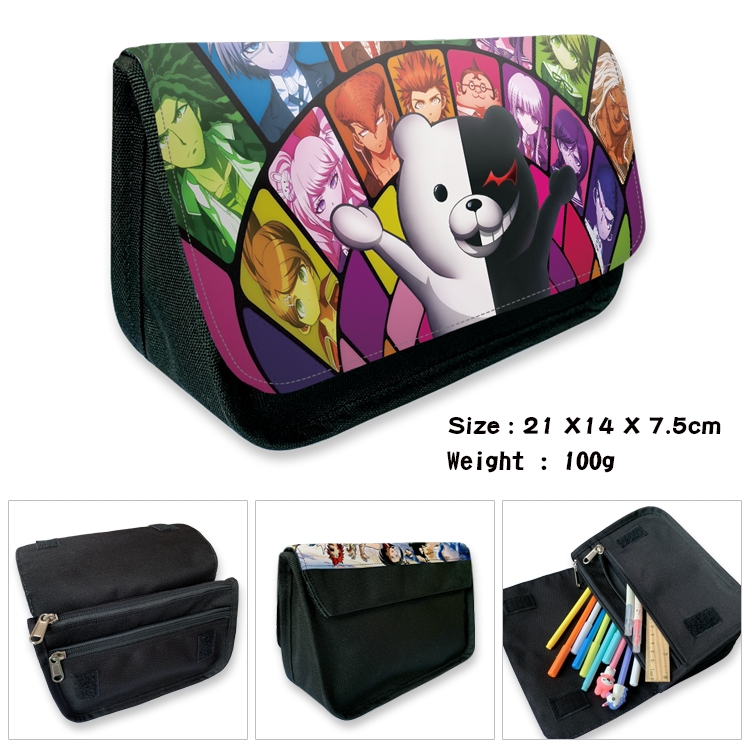 Dangan-Ronpa Velcro canvas zipper pencil case Pencil Bag 21×14×7.5cm