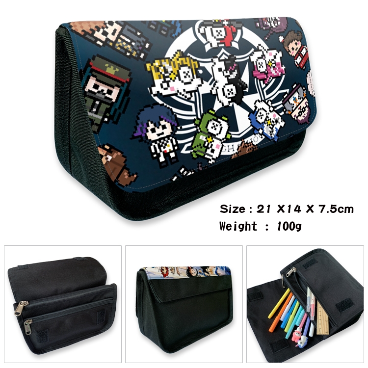 Dangan-Ronpa Velcro canvas zipper pencil case Pencil Bag 21×14×7.5cm