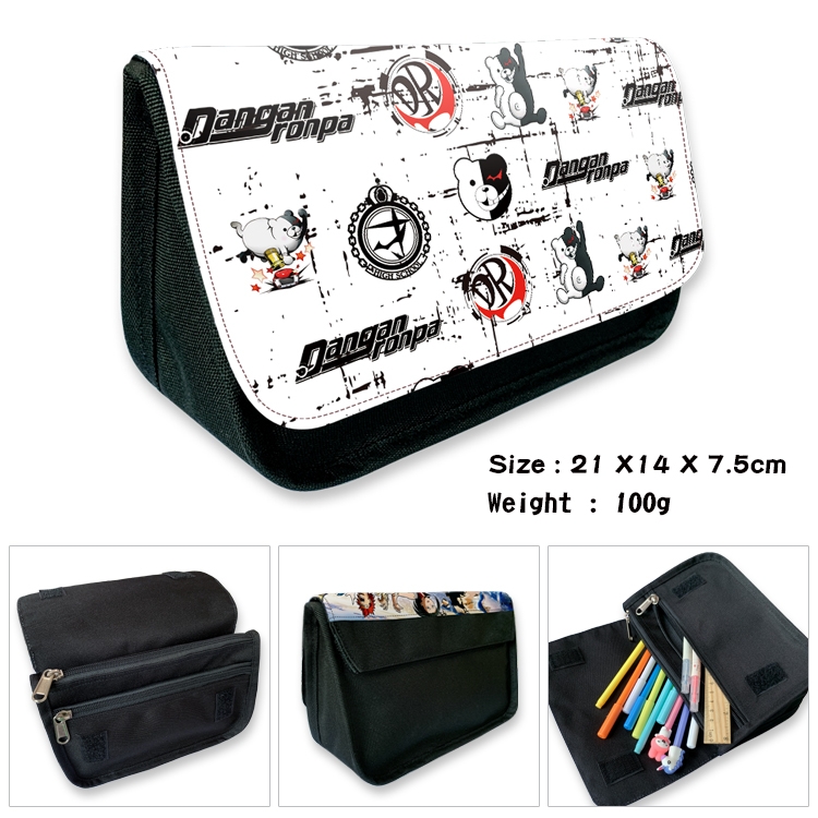 Dangan-Ronpa Velcro canvas zipper pencil case Pencil Bag 21×14×7.5cm