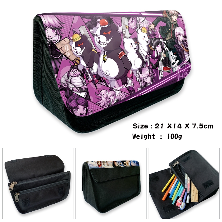 Dangan-Ronpa Velcro canvas zipper pencil case Pencil Bag 21×14×7.5cm