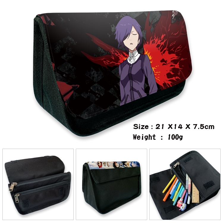 Tokyo Ghoul Velcro canvas zipper pencil case Pencil Bag 21×14×7.5cm