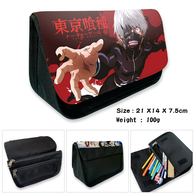 Tokyo Ghoul Velcro canvas zipper pencil case Pencil Bag 21×14×7.5cm