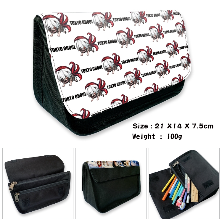 Tokyo Ghoul Velcro canvas zipper pencil case Pencil Bag 21×14×7.5cm