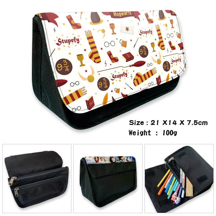 Harry Potter Velcro canvas zipper pencil case Pencil Bag 21×14×7.5cm