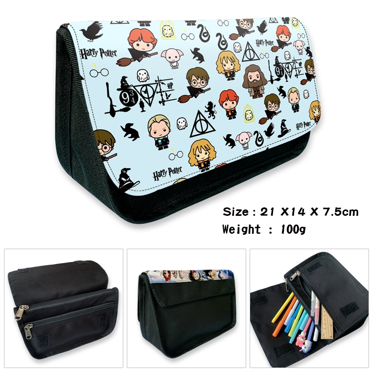 Harry Potter Velcro canvas zipper pencil case Pencil Bag 21×14×7.5cm