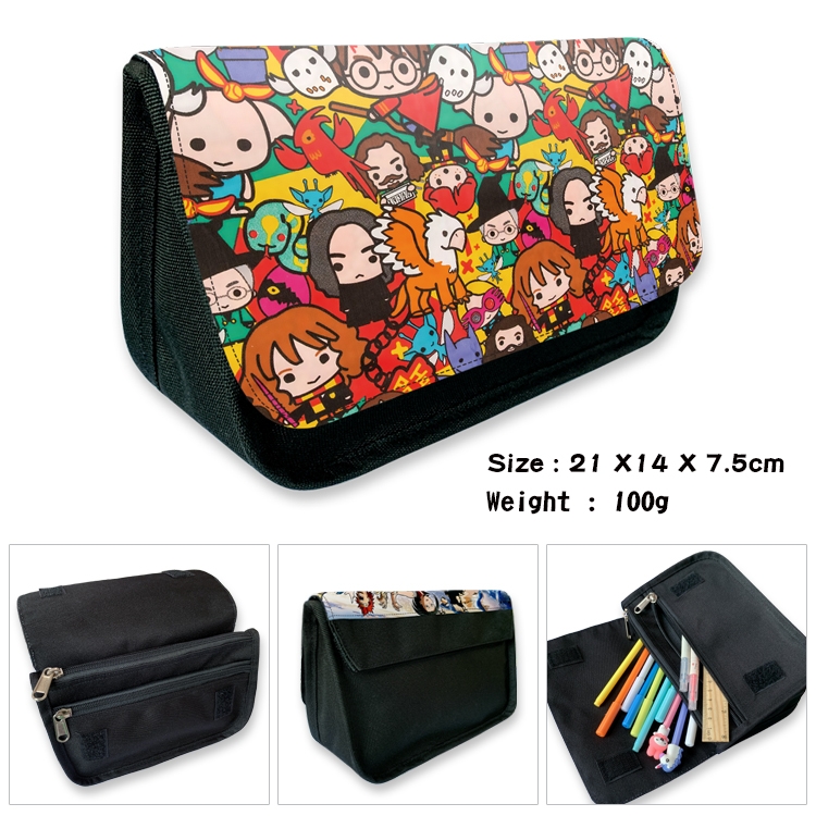 Harry Potter Velcro canvas zipper pencil case Pencil Bag 21×14×7.5cm