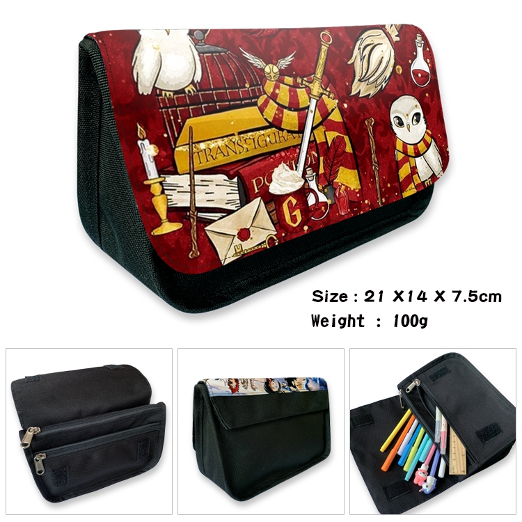 Harry Potter Velcro canvas zipper pencil case Pencil Bag 21×14×7.5cm